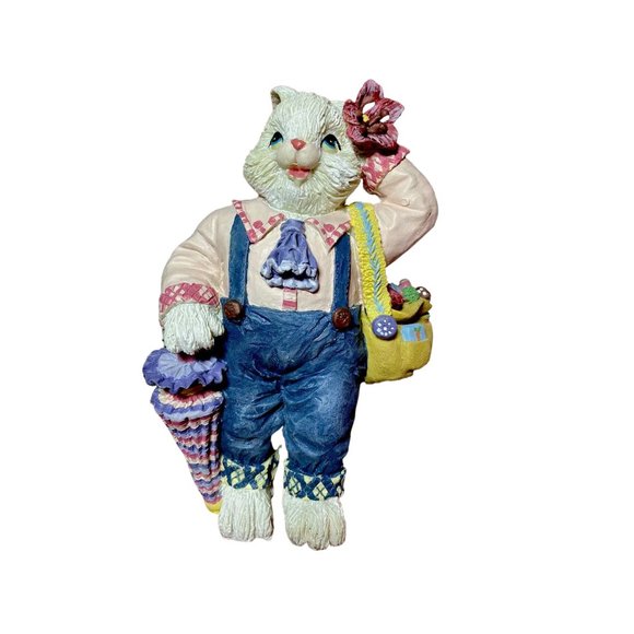 RU_1996 Cottontale Collection Resin Hand Painted Bunny Babies Girl 8" Figuri New - Picture 2 of 4